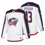 Camiseta Hockey Hombre Columbus Blue Jackets 13 Cam Atkinson 2018 Blanco