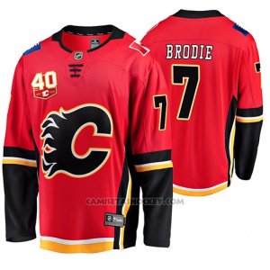 Camiseta Hockey Calgary Flames T. J. Brodie 40th Aniversario Primera Breakaway Rojo