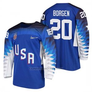 Camiseta USA Team Hockey 2018 Olympic Will Borgen Blue 2018 Olympic