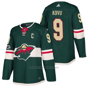 Camiseta Hockey Hombre Autentico Minnesota Wild 9 Mikko Koivu Home 2018 Verde