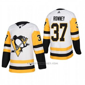 Camiseta Hockey Hombre Pittsburgh Penguins 37 Carter Rowney Away Autentico Jugador Blanco