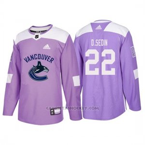 Camiseta Vancouver Canucks Daniel Sedin Hockey Fights Cancer Violeta