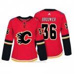 Camiseta Hockey Mujer Calgary Flames 36 Troy Brouwer Rojo Autentico Jugador