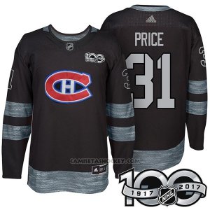 Camiseta Hockey Hombre Montreal Canadiens 31 Carey Price 2017 Centennial Limited Negro