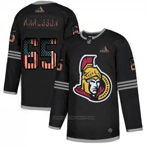 Camiseta Hockey Ottawa Senators Erik Karlsson 2020 USA Flag Negro2