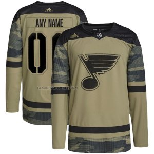 Camiseta Hockey St. Louis Blues Personalizada Military Appreciation Team Autentico Practice Camuflaje