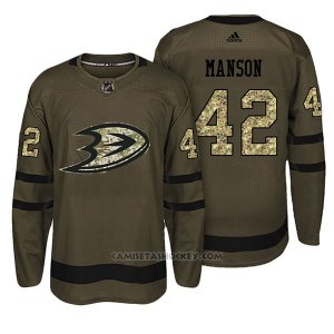 Camiseta Hockey Hombre Anaheim Ducks 42 Josh Manson Verde Camo