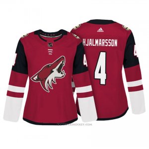 Camiseta Hockey Mujer Arizona Coyotes 4 Niklas Hjalmarsson Rojo Autentico Jugador