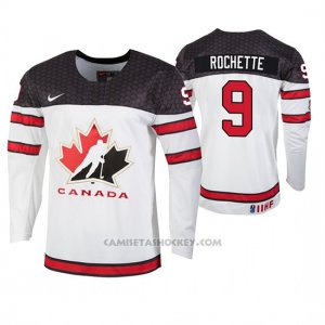 Camiseta Hockey Canada Theo Rochette 2019 Hlinka Gretzky Cup Blanco