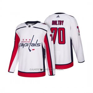 Camiseta Washington Capitals Braden Holtby 2018 Season Centennial Patch Team Road Blanco