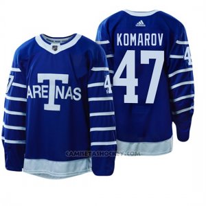 Camiseta Toronto Maple Leafs 47 Leo Komarov 1918 Arenas Throwback Azul