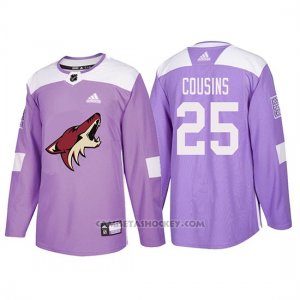 Camiseta Arizona Coyotes Nick Cousins Hockey Fights Cancer Violeta