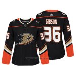 Camiseta Hockey Mujer Anaheim Ducks 36 John Gibson Negro Autentico Jugador