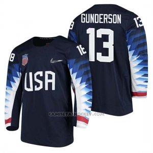 Camiseta USA Team Hockey 2018 Olympic Ryan Gunderson 2018 Olympic Azul