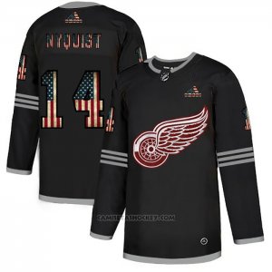 Camiseta Hockey Detroit Red Wings Gustav Nyquist 2020 USA Flag Negro