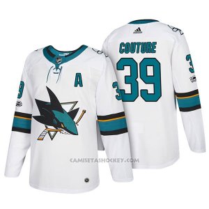 Camiseta Hockey Hombre San Jose Sharks 39 Logan Couture 2018 Blanco