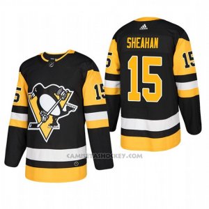 Camiseta Hockey Hombre Pittsburgh Penguins 15 Riley Sheahan Home Autentico Jugador Negro