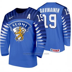 Camiseta Hockey Finlandia Veli Matti Savinainen Away 2020 IIHF World Championship Azul