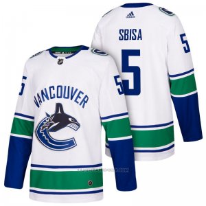 Camiseta Hockey Hombre Vancouver Canucks 5 Luca Sbisa Blanco Adidas 2018 Premier