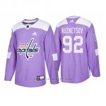 Camiseta Washington Capitals Evgeny Kuznetsov 2018 Adidas Autentico Hockey Fights Cancer Violeta