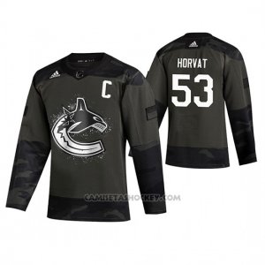 Camiseta Hockey Vancouver Canucks Bo Horvat 2019 Veterans Day Camuflaje