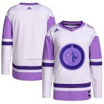 Camiseta Hockey Winnipeg Jets Fights Cancer Autentico Blank Practice Blanco Violeta