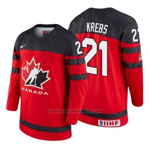 Camiseta Canada Team Peyton Krebs 2018 Iihf World Championship Jugador Rojo