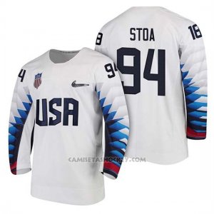 Camiseta USA Team Hockey 2018 Olympic Ryan Stoa 2018 Olympic Blanco