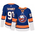 Camiseta Mujer New York Islanders 91 John Tavares Adizero Jugador Home Azul