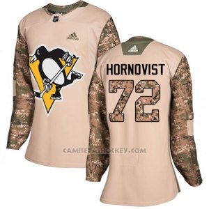 Camiseta Hockey Mujer Pittsburgh Penguins 72 Patric Hornqvist Camo Autentico 2017 Veterans Day Stitched