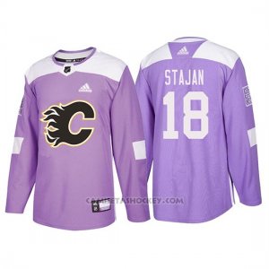 Camiseta Calgary Flames Matt Stajan Hockey Fights Cancer Violeta