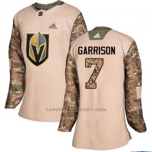 Camiseta Hockey Mujer Vegas Golden Knights 7 Jason Garrison Camo Autentico 2017 Veterans Day Stitched