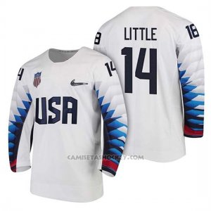 Camiseta USA Team Hockey 2018 Olympic Broc Little 2018 Olympic Blanco