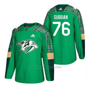 Camiseta Nashville Predators P.k. Subban 2018 St. Patrick's Day Verde