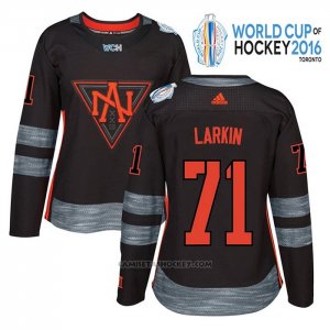 Camiseta Hockey Mujer America del Norte 71 Dylan Larkin Premier 2016 World Cup Negro