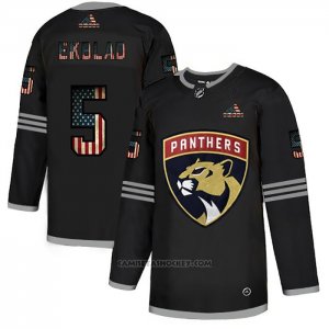 Camiseta Hockey Florida Panthers Aaron Ekblad 2020 USA Flag Negro