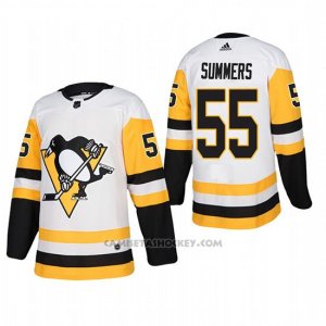 Camiseta Hockey Hombre Pittsburgh Penguins 55 Chris Summers Away Autentico Jugador Blanco