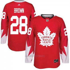 Camiseta Hockey Toronto Maple Leafs 28 Connor Brown Canada Autentico Rojo