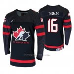 Camiseta Hockey Canada Akil Thomas 2020 IIHF World Junior Championship Negro