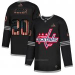 Camiseta Hockey Washington Capitals Lars Eller 2020 USA Flag Negro Rojo