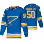 Camiseta Hockey St. Louis Blues Alternato Autentico Jordan Binnington 2020 All Star Azul