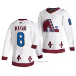 Camiseta Hockey Colorado Avalanche Cale Makar Reverse Retro Autentico 2021 Blanco