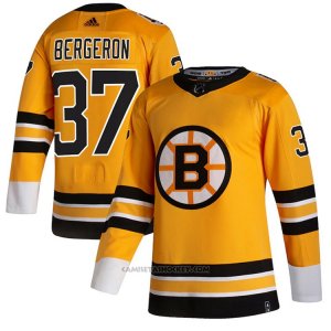 Camiseta Hockey Boston Bruins Patrice Bergeron Reverse Retro Autentico 2020-21 Amarillo