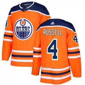 Camiseta Hockey Edmonton Oilers 4 Russell Green Primera Autentico Naranja