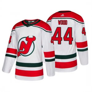 Camiseta New Jersey Devils Miles Wood Alternato Adidas Autentico Blanco