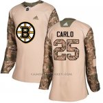 Camiseta Hockey Mujer Boston Bruins 25 Brandon Carlo Camo Autentico 2017 Veterans Day Stitched