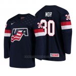 Camiseta USA Team Jonathan Mor 2018 Iihf World Championship Jugador Azul