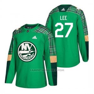 Camiseta New York Islanders Anders Lee 2018 St. Patrick's Day Verde