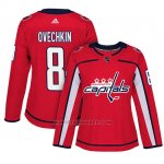 Camiseta Mujer Washington Capitals 8 Alex Ovechkin Adizero Jugador Home Rojo