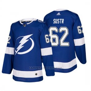 Camiseta Tampa Bay Lightning Andrej Sustr Home Autentico Jugador Azul